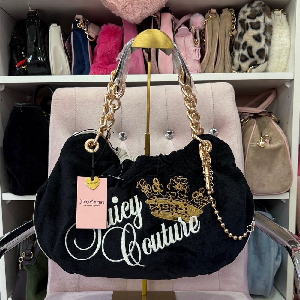 Juicy Couture Black and Gold Shoulder Bag